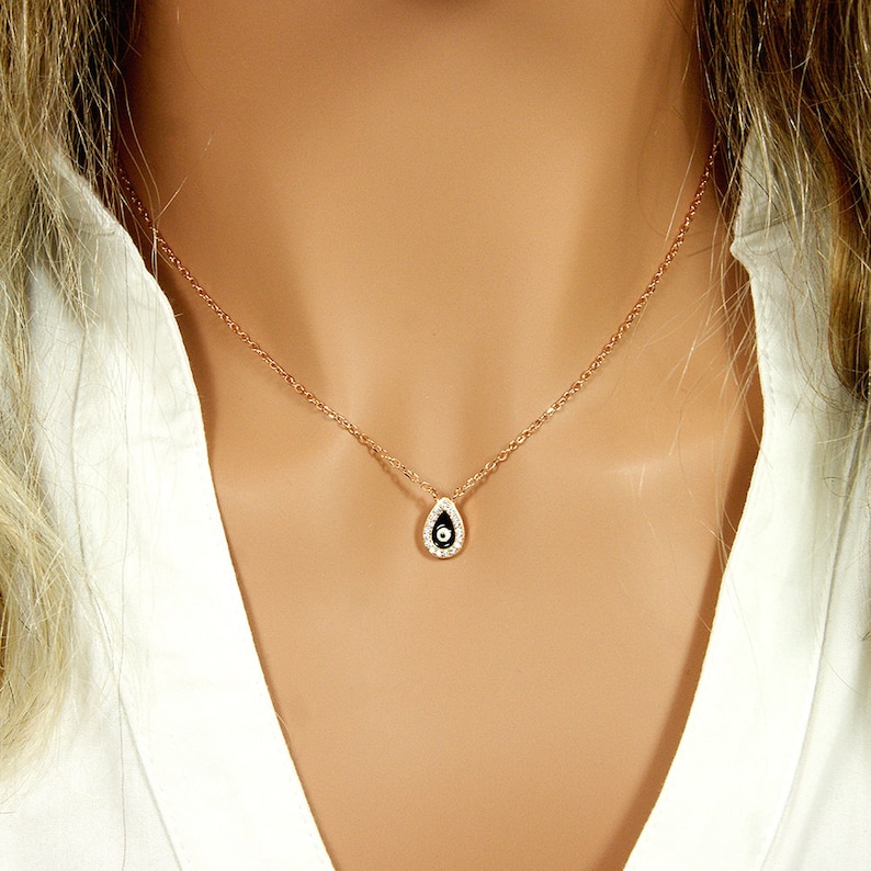 Protection Necklace AD40 The Silver Plaza Minimalist Necklace Sterling Silver Rose Gold Necklace Gold Evil Eye Necklace