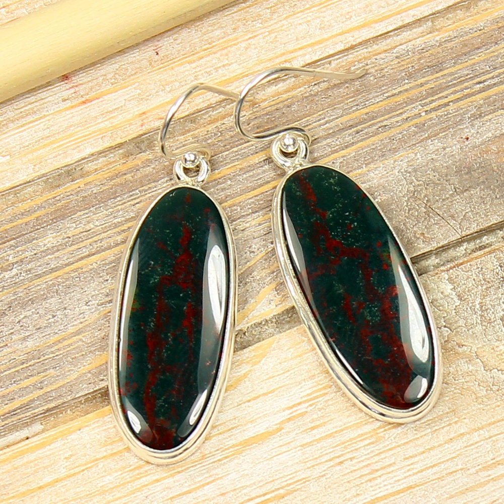 Natural Bloodstone Earrings Oval Bloodstone Earrings 925 - Etsy