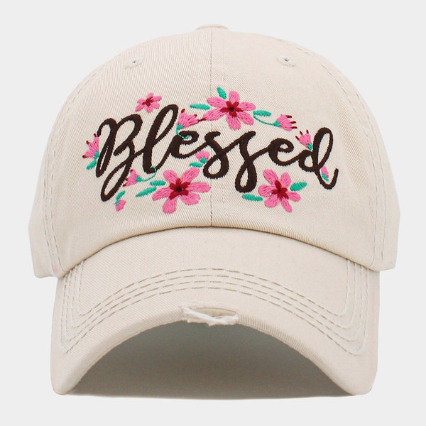 Blessed Hat Flowers Blessed Baseball Cap Hat Women's Embroidered Baseball Hat - Several Colors