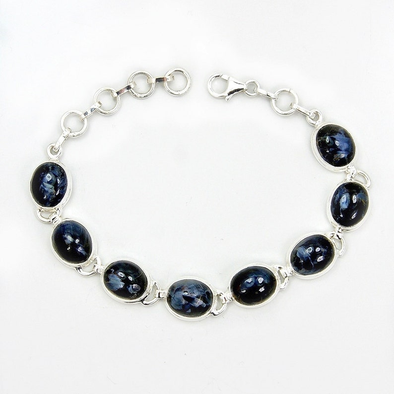 AE929 The Silver Plaza Gift Midnight Sky Pietersite Bracelet Adjustable Bracelet Sterling Silver Pietersite Blue Bracelet