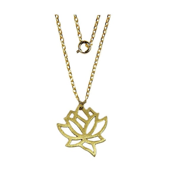 Gold Lotus Necklace Brushed Floral Necklace Mothers Day - Etsy