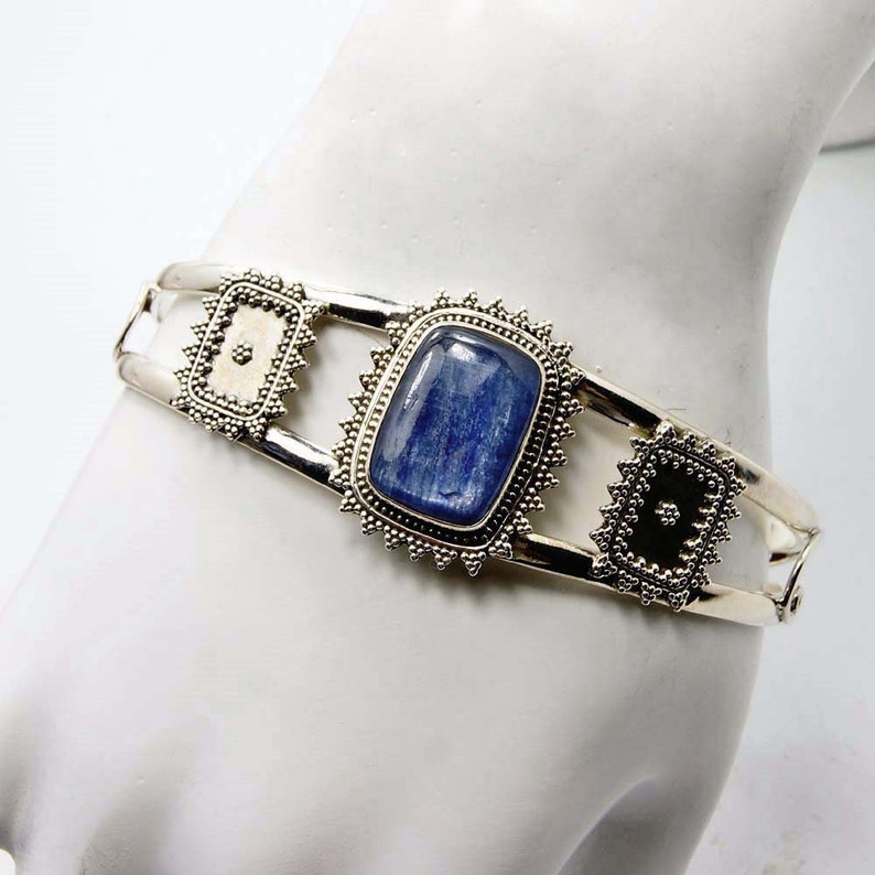 Cuff Bracelet Ad441 Blue Bracelet Kyanite Bracelets Kyanite Cuff Sterling Silver Cuff Bracelet