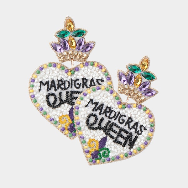Mardi Gras Queen Earrings Beaded Earrings