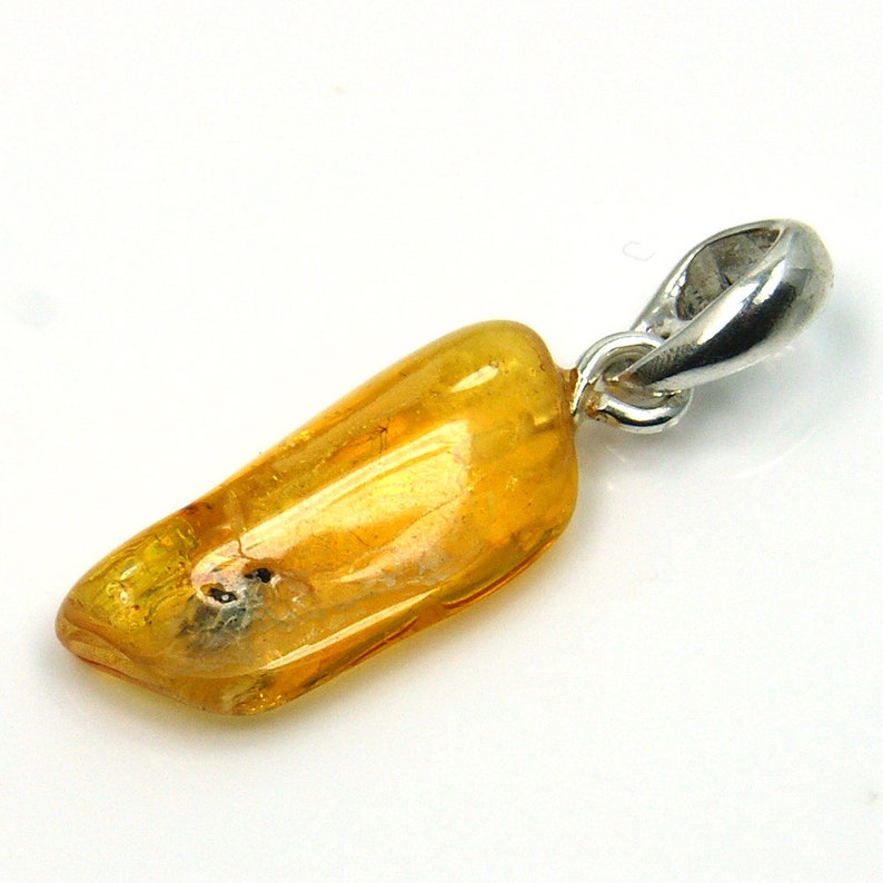 Natural Baltic Amber with Fossil Fly Inclusion Sterling Silver Pendant AG197