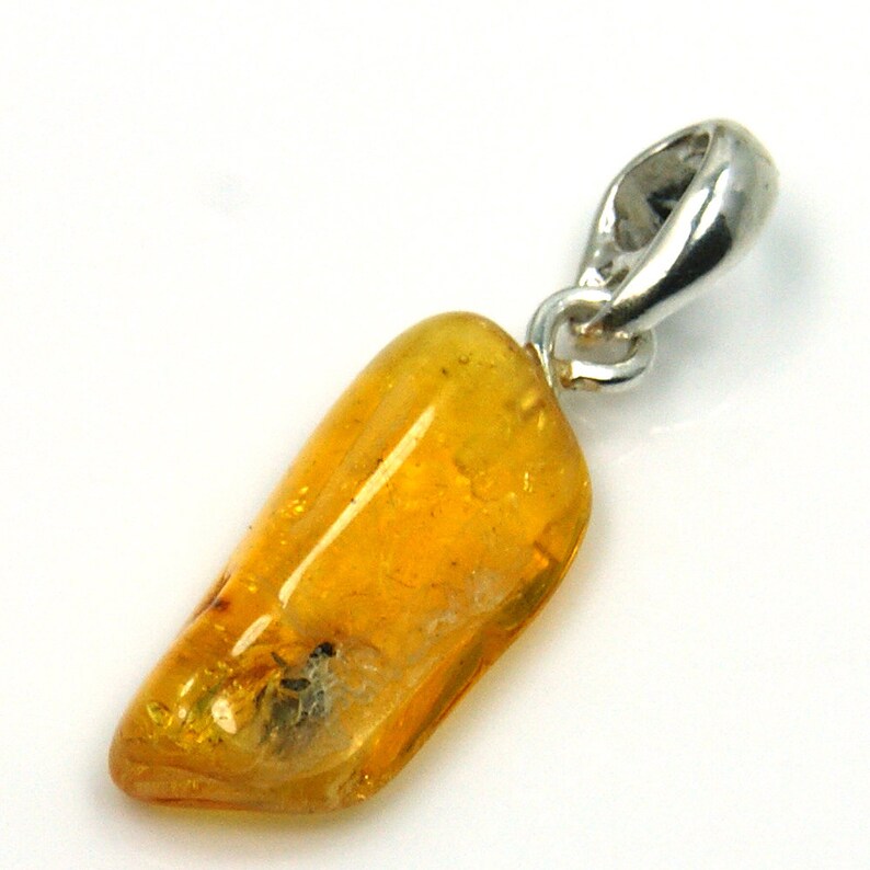Natural Baltic Amber with Fossil Fly Inclusion Sterling Silver Pendant AG197