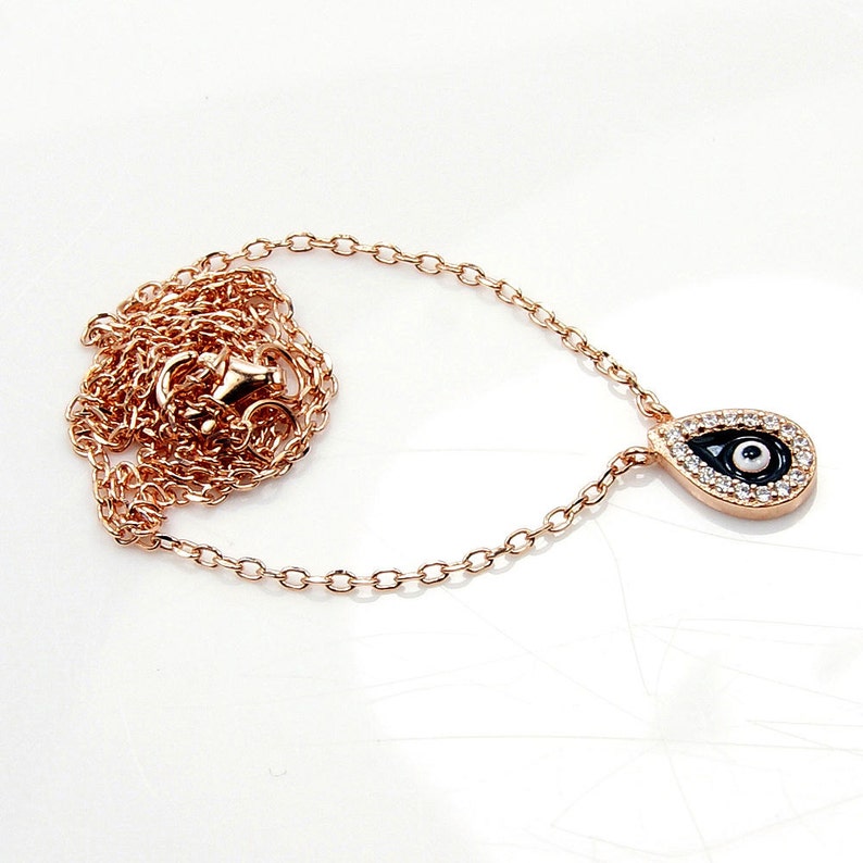 Protection Necklace AD40 The Silver Plaza Minimalist Necklace Sterling Silver Rose Gold Necklace Gold Evil Eye Necklace