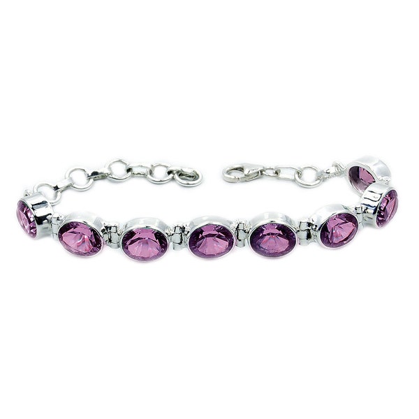 Green Purple Color Change Alexandrite Bracelet Sterling Silver Bracelet