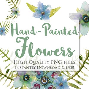 Wilde grüne Aquarell Blumen Set - sofort-Download