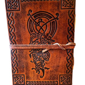 Viking Dragon Leather Journal with Celtic embossed knotwork