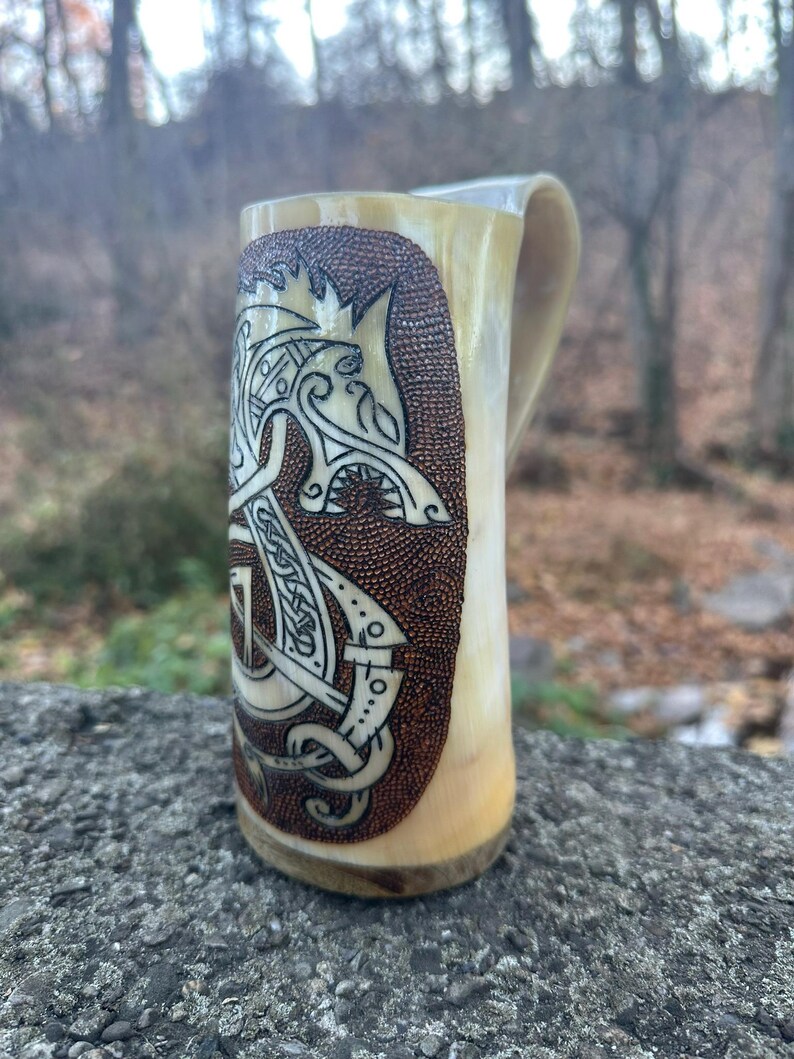 Pyro Mug Pyro Engraved Fenrir Drinking Horn Mug - Etsy