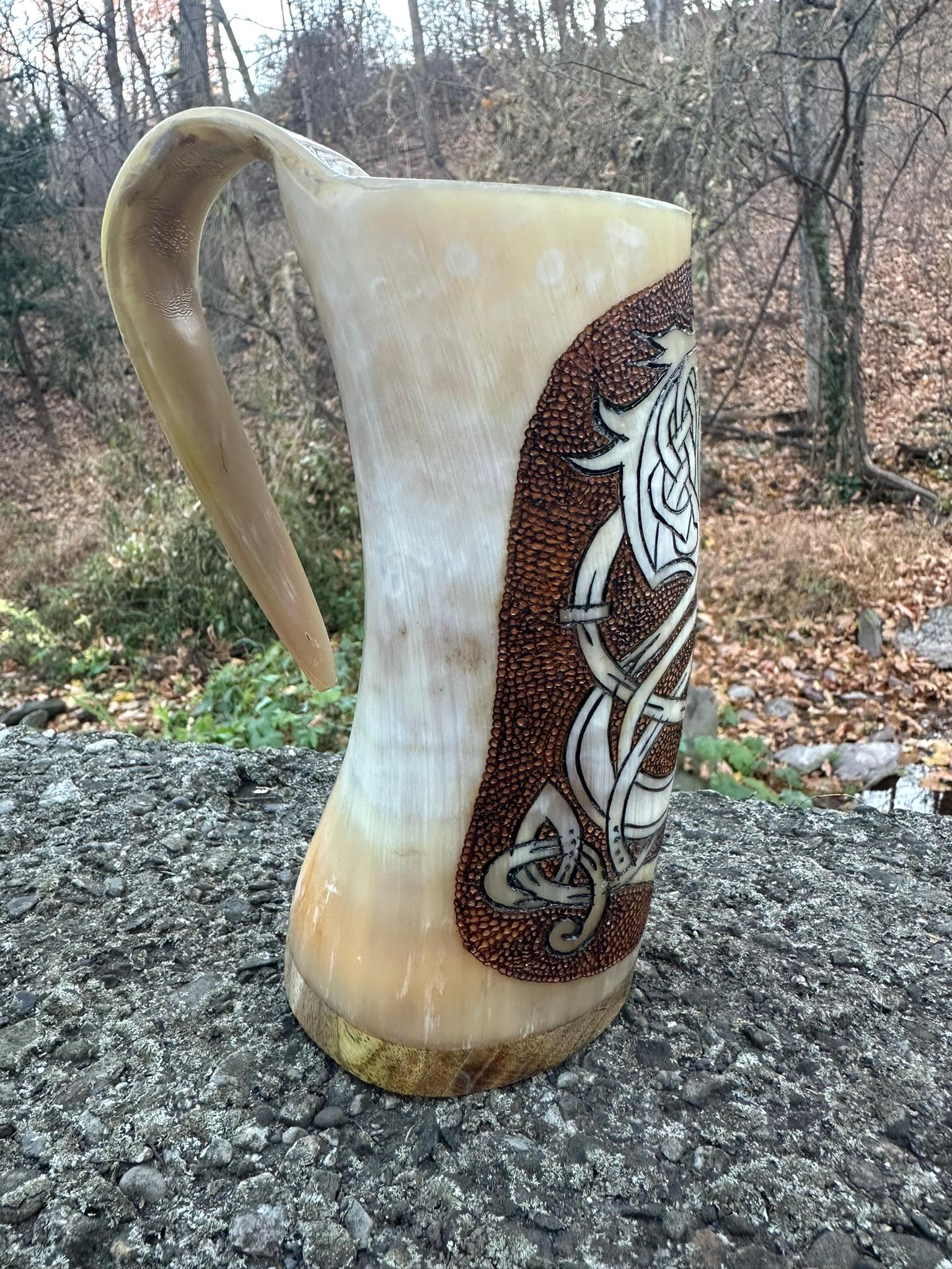 Pyro Mug Pyro Engraved Fenrir Drinking Horn Mug - Etsy