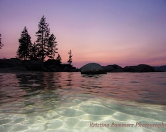 Lake Tahoe Sunset Print-Lake Tahoe Photography-Lake Tahoe Sand Harbor Photography-Photo Ready for Framing-Lake Tahoe Wall Decor