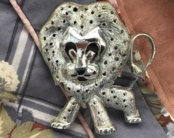 Vintage 1970's Earring Tree Display Silver Tone COLOR Lion *Torino*