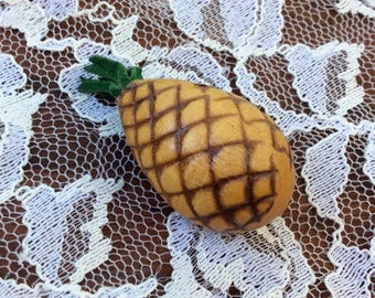 Vintage 1950s 1960s Pin spilla legno ananas Unsigned Texture leggera