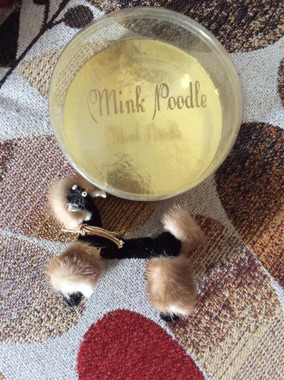 Vintage 1950s Brooch Pin Poodle Genuine Mink Fur A