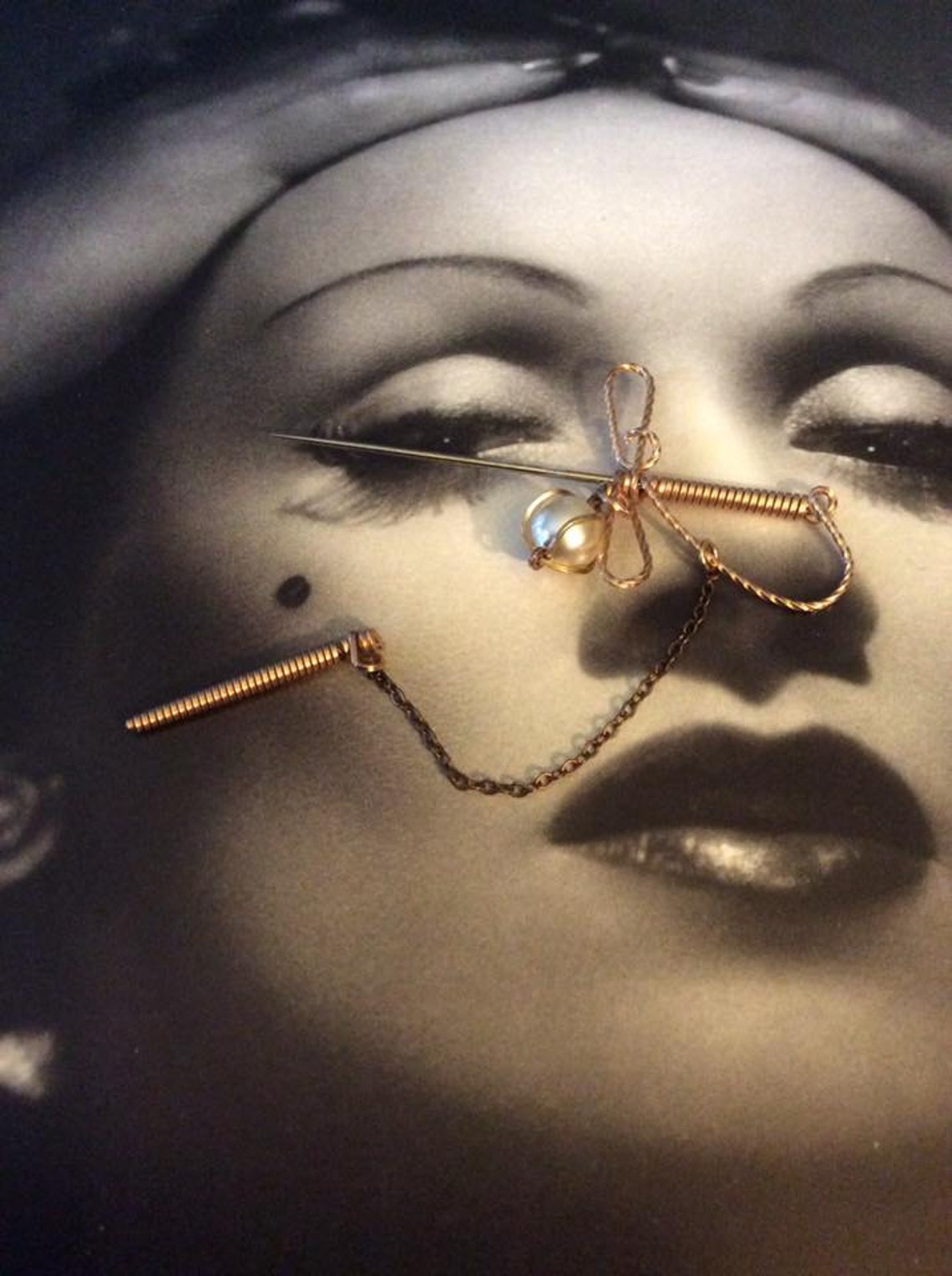 Vintage 1940s 1950s Brooch Pin Sword Faux Pearl Lightweight Etsy