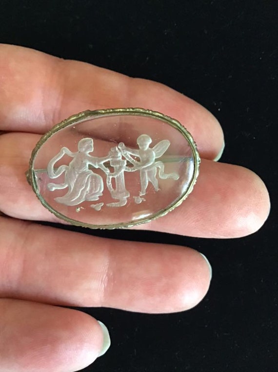 Vintage 1920's 1930's Brooch Pin Reverse Intaglio… - image 5