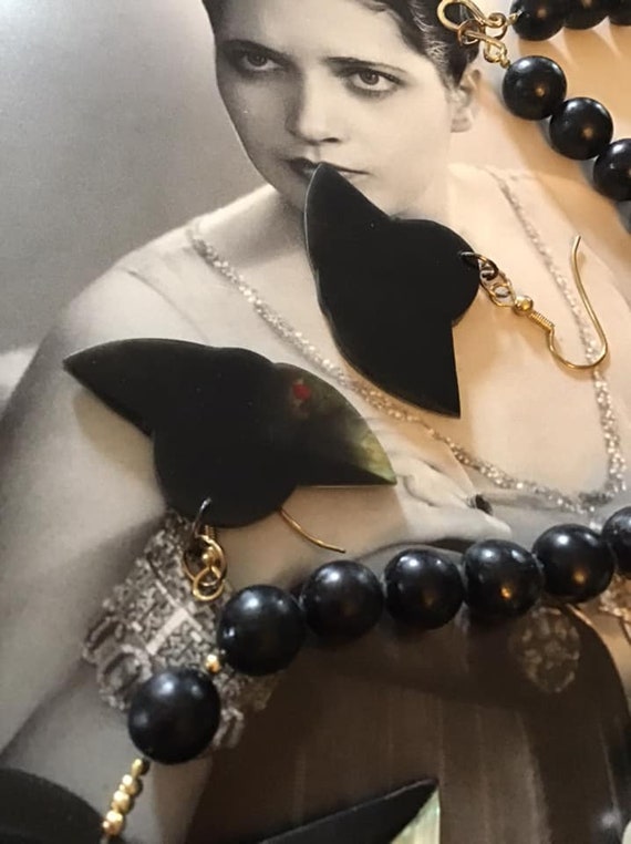 Vintage 1980's Necklace & Pierced Earring Set Dem… - image 7