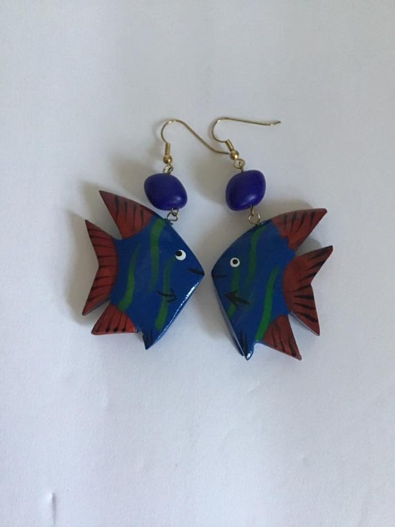 Vintage 1980's 1990's Earrings Pierced Fish Made … - image 5