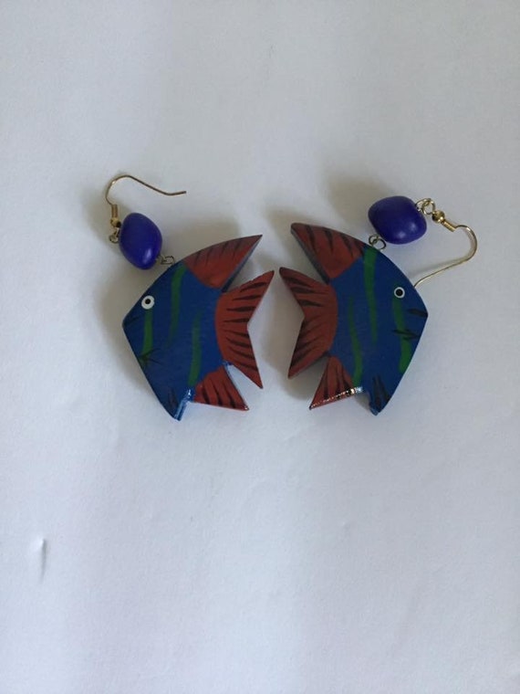 Vintage 1980's 1990's Earrings Pierced Fish Made … - image 4