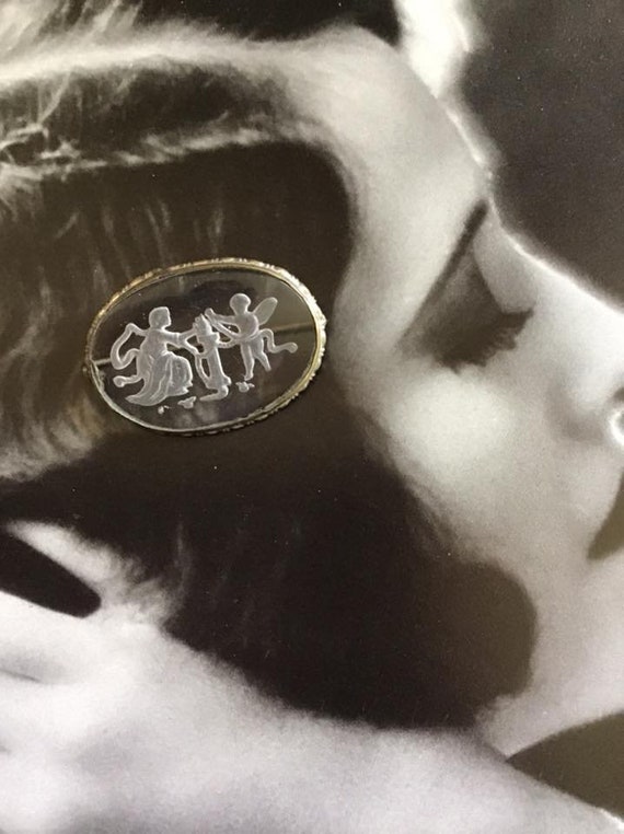 Vintage 1920's 1930's Brooch Pin Reverse Intaglio… - image 1