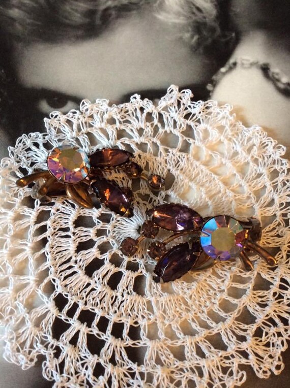 Vintage 1950s 1960s Earrings Solid Purple With Pi… - image 3