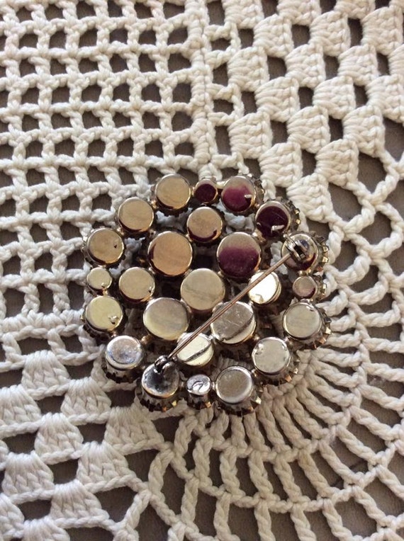 Vintage 1950s 1960s Brooch Pin Large Brown Stones… - image 5