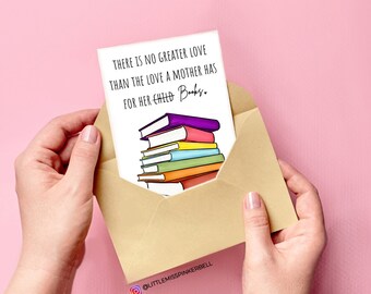 Mother's Day card, Book lover Card, Moms who Read, Bookworm Card, Book Nerd card, Funny Card for Moms