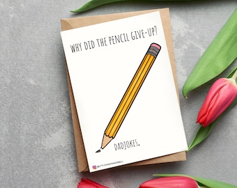 Funny Dad Jokes Father's Day Card, Pencil Design