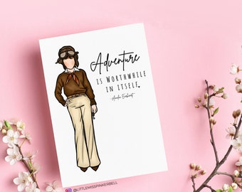 Amelia Earhart Artwork, Women Who Inspire, Pilot Gift, Aviator Print,  Amazing Women in History Card, Sticker, Wall Art