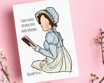 Elizabeth Bennet Gift, Lizzie Bennet Card, Pride and Prejudice Sticker, Jane Austen Gift, Pride and Prejudice Print, English Teacher Gift