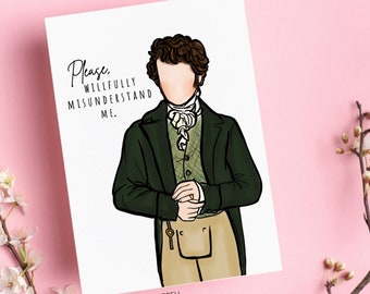 Fitzwilliam Darcy Gift, Mr. Darcy Sticker, Jane Austen Lover Gift, Mr. Darcy Art, Austen Fan, Mr. Darcy Card, Pride and Prejudice Gift