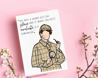 Sherlock Holmes Card, Valentines Card, funny Romantic Card, Literary Lover Card, Book Need, Sherlock and Watson, Book Lover