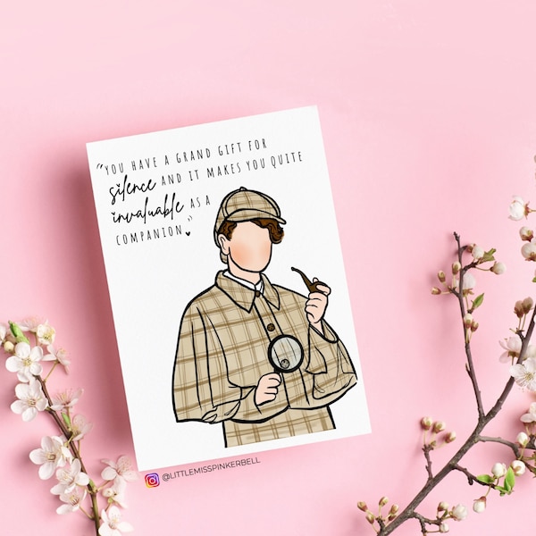 Sherlock Holmes Card, Valentines Card, funny Romantic Card, Literary Lover Card, Book Need, Sherlock and Watson, Book Lover