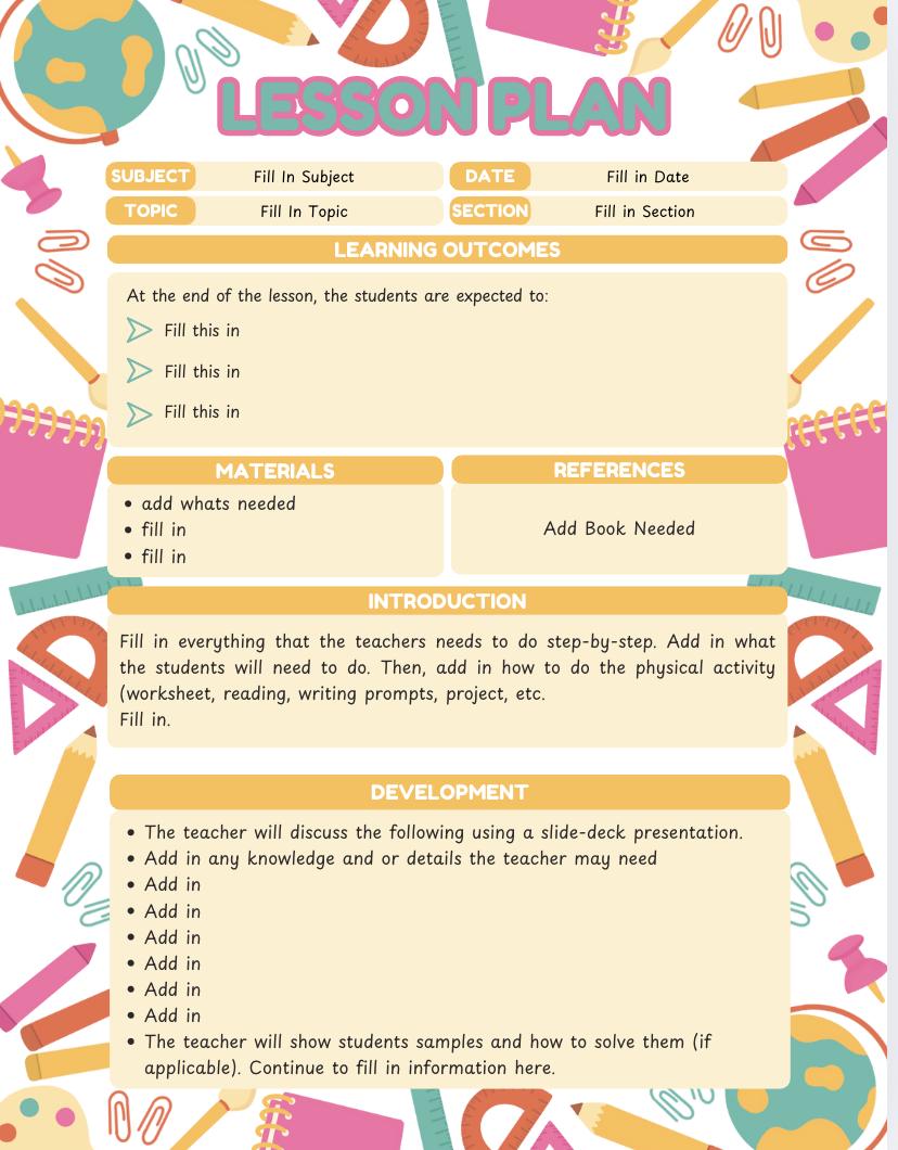 Printable Teacher Lesson Plan Template | Weekly & Monthly Planner for ...
