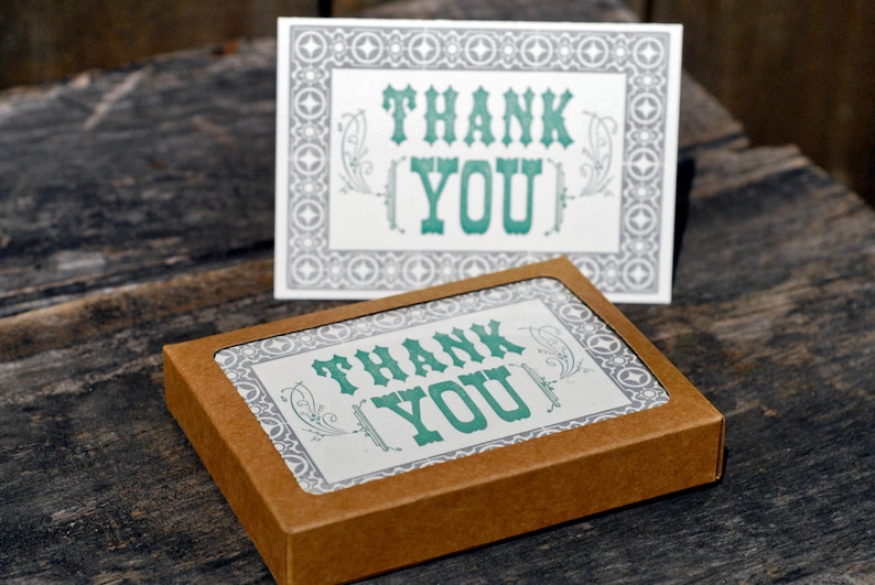 Thank You Card / Set of 8 / Letterpress Folded Note Cards / Etsy