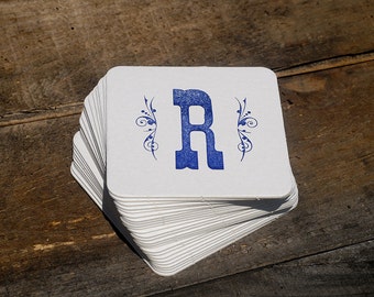 Custom Monogram Letterpress Coasters - Handmade Wedding Favor - Wedding Decoration - Shower Gift - Paper 1st Anniversary Gift