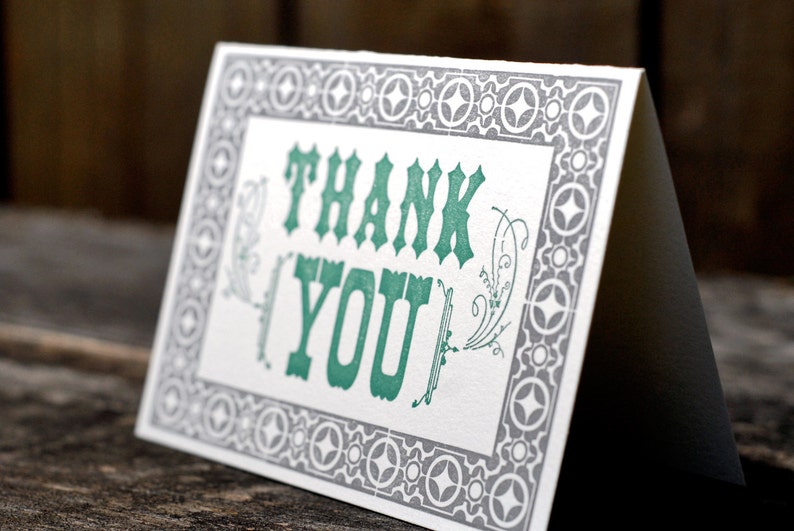 Thank You Card / Set of 8 / Letterpress Folded Note Cards / Etsy