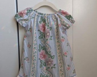 Peasant Dress in Blue Floral, Size 12-18 months