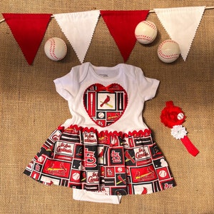 Cardinals Onesie, Onesie, Baseball Onesie, Onesie with Skirt,  St. Louis Cardinals Onesie, Baseball Onesie