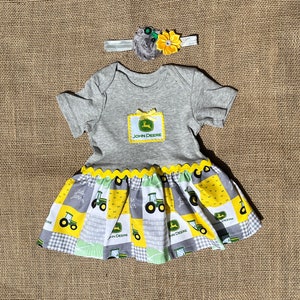 Free Shipping , John Deere Tracker Romper, John Deere Tracker Fabric Short sleeved romper,  Gray Romper, PROMO ITEM