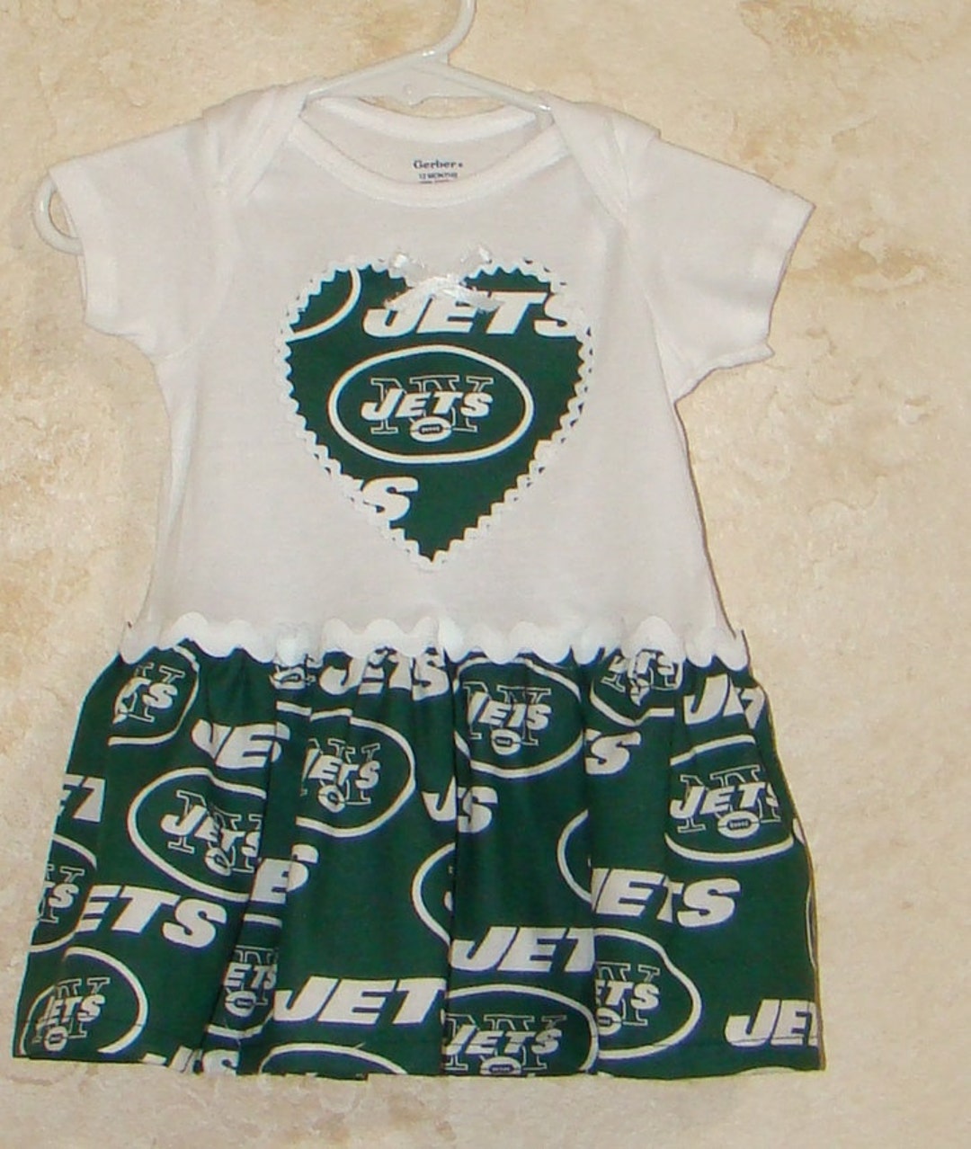 NY Jets Appliqued Romper Dress: Football Baby Outfit - Etsy
