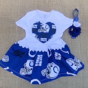 Colts Football Appliquéd Romper, made with Colts fabric, Indianapolis Colts Baby Tees, Sports Rompers,