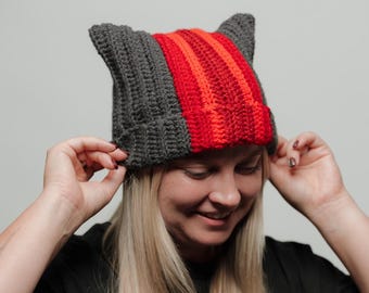 Crochet Cat Ear Beanie: Twenty One Pilots Inspired Clancy Breach Tour, Festival,- Machine Washable