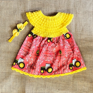 John Deere Tracker Romper, John Deere Tracker Fabric romper.12 months Romper, Yellow top