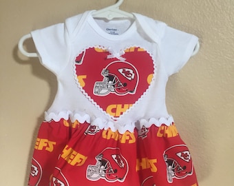 Kansas City Chiefs Appliqued Baby Romper, Football Fabric