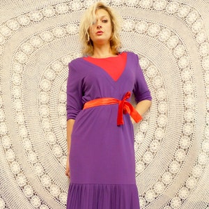 1980's Drop Waist Frock With Pleating Katies Label Australia image 2