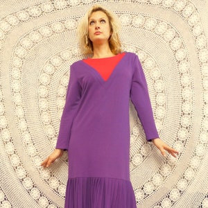 1980's Drop Waist Frock With Pleating Katies Label Australia image 1