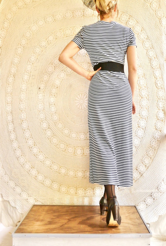 1990's Stripe Pencil Dress - Minimal Grunge / Bod… - image 4