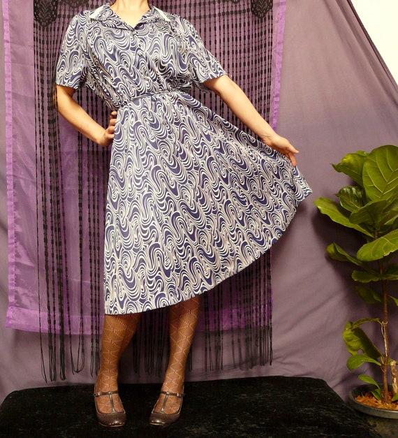 1970's Norman Hartnell Designer Day Dress